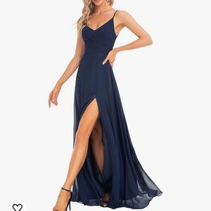 Ever-Pretty Women's Navy Blue Summer Spaghetti Strap V Neck Chiffon dress